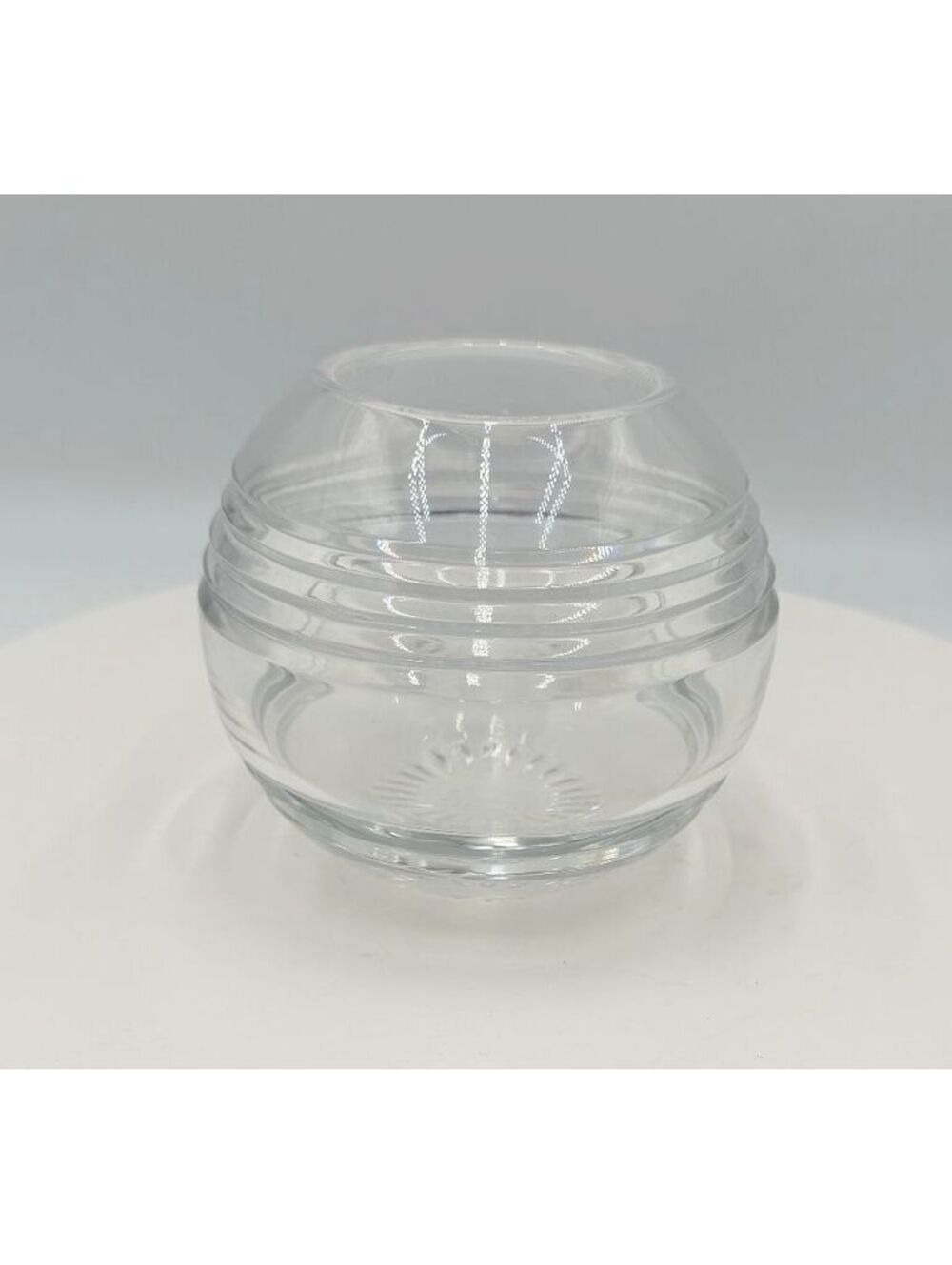Waterford Crystal Atalanta 4" Rose Bowl Concentric Ribbon Sphere Vase Signed